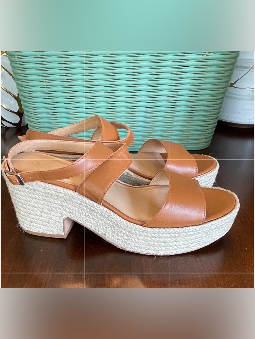 NWOT SPLENDID Bowie Wedge Sandals, Caramel - SZ 8.5 - Picture 4 of 6